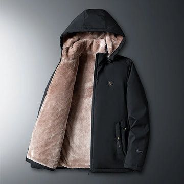 Hooded New Fleece Parkas Cotton Jacket Men's Cashmere Autumn Winter Windproof Warm Cardigan Thick Jacket Men's Hooded Jacket